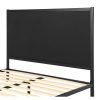 Bed Frame Metal Bed Base with Charcoal Fabric Headboard Queen Size PADA
