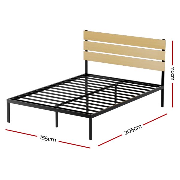 Bed Frame Metal Bed Base Queen Size Platform Foundation Black PAULA