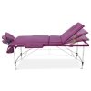 Massage Table 75cm 3 Fold Aluminium Beauty Bed Portable Therapy Violet