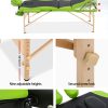 Massage Table 70cm 3 Fold Wooden Portable Beauty Therapy Bed Waxing Green