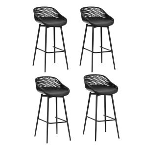4-Piece Outdoor Bar Stools Plastic Metal Dining Chair Balcony
