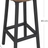 Set of 2 Bar Stools with Sturdy Steel Frame Rustic Brown and Black 65 cm Height