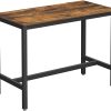 Bar Table with Solid Metal Frame and Wood Look, 120 x 60 x 90 cm