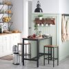 Bar Table with Solid Metal Frame and Wood Look, 120 x 60 x 90 cm
