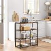 Baker’s Rack with 2 Metal Mesh Baskets, Shelves and Hooks, 80 x 35 x 95 cm, Industrial Style, Rustic Brown