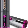 Portable Wireless Automatic Hair Curler for Travel with LED Temperature Display, Timer and USB Rechargeable (Pink)