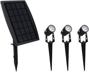 3 x LED Spotlights Powered Solar Garden Lights Outdoor Waterproof (Warm White)