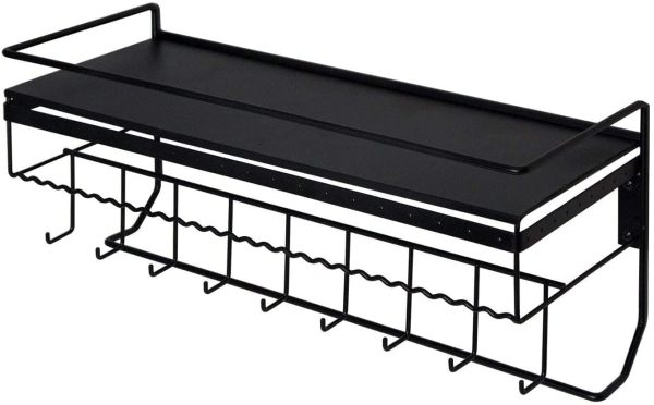 Wall Mounted Classic Black Iron Designer for Cosmetics and Jewelry Storage Shelf