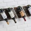 Rustic Wood and Metal Wine Rack Set for 4 Bottle Storage Holder for Home Bar Kitchen Living Room