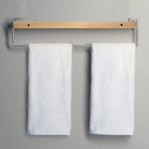 Wall Mount Solid Wood Shelf with Towel Rack Bar Holder Bathroom Organizer Hanger