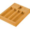Large Capacity Bamboo Expandable Drawer Organizer with Knife Block Holder for Home Kitchen Utensils