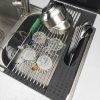 Large Stainless Steel Roll Up Dish Drying Rack with Utensil Holder for Home Kitchen