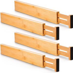 Bamboo Adjustable Kitchen Drawer Dividers (Large, 44-55 cm)