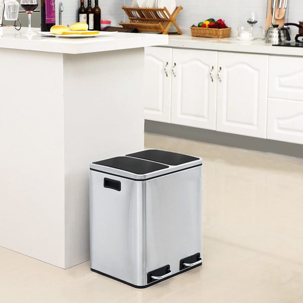 Dual Kitchen Bin 2x15L Waste Separator