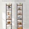 Small 6-Tier Industrial Bookshelf, Rustic Brown, Black