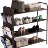 4 Tier Metal Shoe Rack Storage Organiser for Entryway and Bedroom