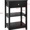 Black Bedside Table with 1 Drawer and 2 Shelves