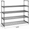 4-Tier Stainless Steel Shoe Rack Storage Organizer to Hold up to 20 Pairs of Shoes (80cm, Black)