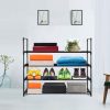4-Tier Stainless Steel Shoe Rack Storage Organizer to Hold up to 20 Pairs of Shoes (80cm, Black)