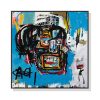 Wall Art 50cmx50cm Blue Head By Basquiat Black Frame Canvas