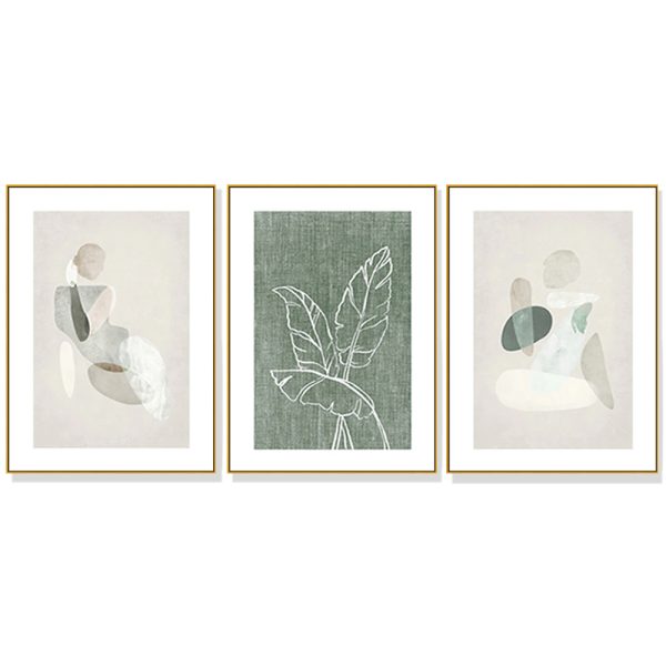 Wall Art 40cmx60cm Abstract body and leaves 3 Sets Gold Frame Canvas