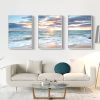 Wall Art 40cmx60cm Sunrise by the ocean 3 Sets White Frame Canvas