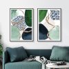 Wall Art 40cmx60cm Abstract Green and Navy 2 Sets Black Frame Canvas