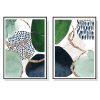 Wall Art 40cmx60cm Abstract Green and Navy 2 Sets Black Frame Canvas