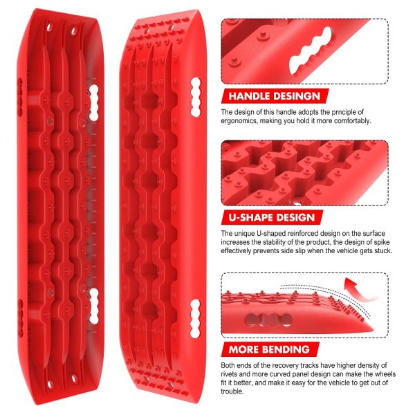 X-BULL Recovery tracks 10T 2 Pairs/ Sand tracks/ Mud tracks/  Mounting Bolts Pins Gen 2.0 -Red