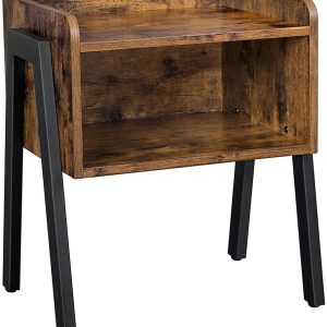 Side Table Rustic Brown and Black LET54X