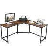 L-Shaped Computer Desk Rustic Brown and Black LWD73X