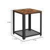 Side Table with Mesh Shelf Rustic Brown and Black