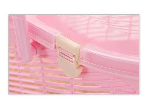 Small Dog Cat Crate Pet Rabbit Guinea Pig Ferret Carrier Cage With Mat-Pink