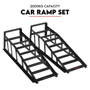 Heavy Duty Portable Car Loading Ramp Set 2000kg Maintenance Steel Frame Pair
