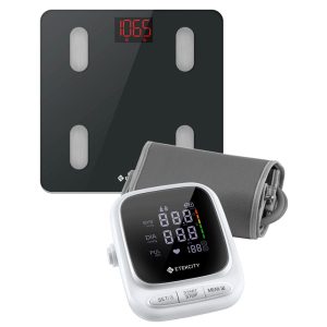 Smart WiFi Scale for Body Weight - Black & Smart Blood Pressure Monitor - White Bundle