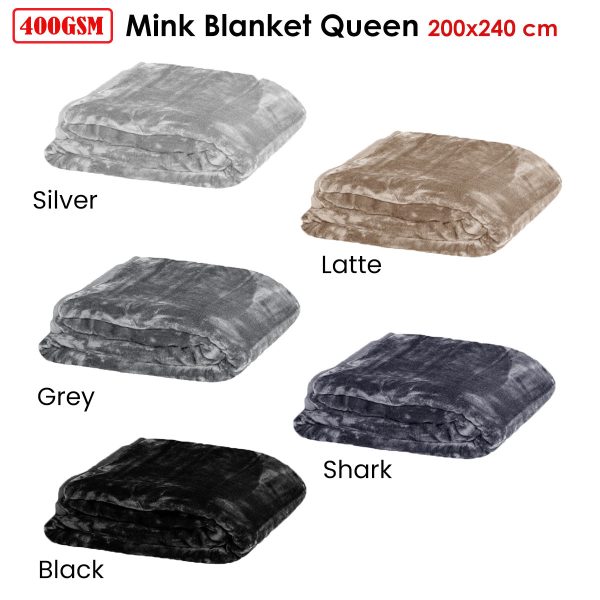 Soft Plain Faux Mink Blanket Queen Silver
