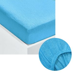 Cotton Rich Terry Fitted Sheet Single Aqua