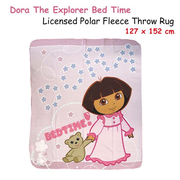 Polar Fleece Throw Rug Dora Explorer Bed Time 127 x 152 cm