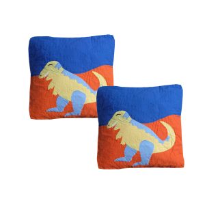 Pack of 2 Dinosaur Embroidered Quilted Cushion Covers 43 x 43 cm