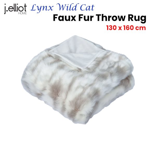 Lynx Wild Cat Faux Fur Throw Rug 130 x 160cm
