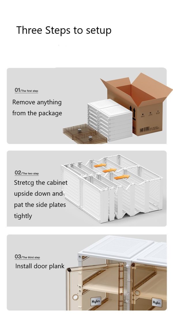 Cubes Storage Folding Shoe Box With 2 Column & 16 Grids & 8 Clear Door