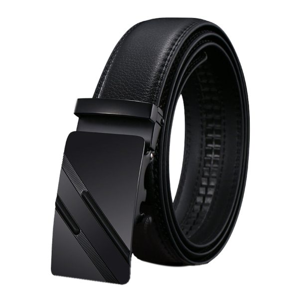 Genuine Leather Belt Men’s Plate Reversible Buckle Business Dress Belts (Style 03)