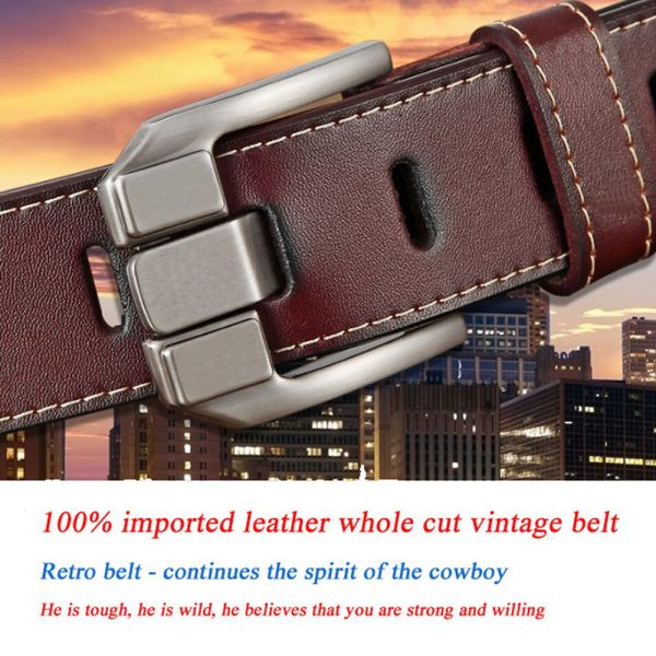 Genuine Leather For Men Pin Buckle Belts Cowskin Casual Belts Business Belt (Black)