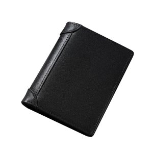 100% Genuine Leather Men's Wallet RFID Blocking Card Holder Bifold and Long Wallets (Black Bifold Verticle)
