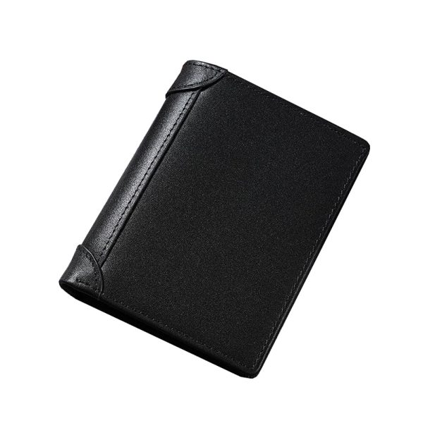 100% Genuine Leather Men’s Wallet RFID Blocking Card Holder Bifold and Long Wallets (Black Bifold Verticle)