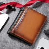 100% Genuine Leather Men’s Wallet RFID Blocking Card Holder Bifold and Long Wallets (Brown Bifold Verticle)