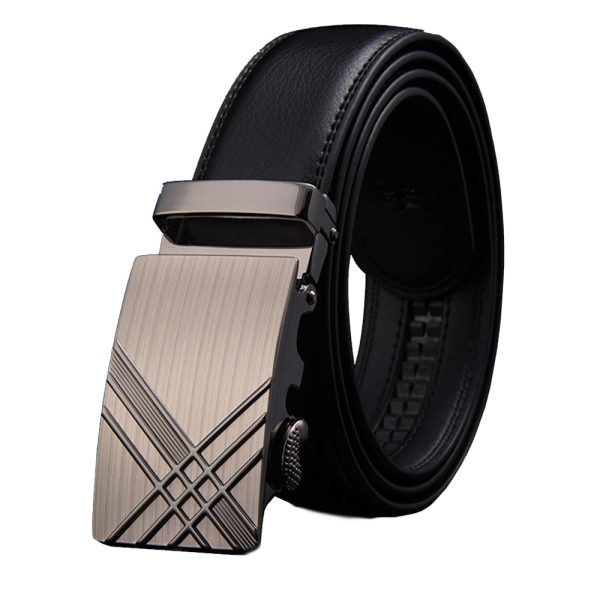 Adjustable Slide Luxury Leather Belt For Men’s Automatic Buckle Ratchet Business Dress Belts (FB8501#01)