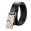 Adjustable Slide Luxury Leather Belt For Men’s Automatic Buckle Ratchet Business Dress Belts (FB8503#25)