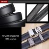 Adjustable Slide Genuine Leather Belt Men’s Plate Reversible Buckle Business Dress Belts (FB8603#38)