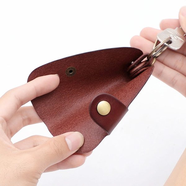 Genuine Leather Wallet Purse Bag Case Holder Key Ring Pouch Bag Safe Hanger (Burgundy)